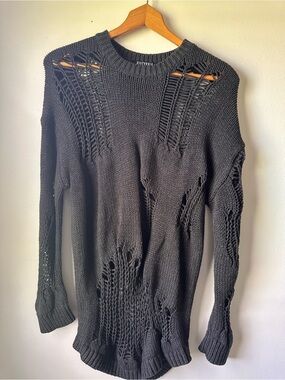 Disturbia Charcoal Ribbed Knit Sweater